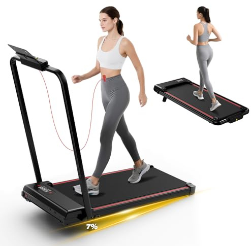 Tapis de Course 4 en 1 Pliable avec Pente 7% – Tapis de Marche Électrique 8 km/h, Moteur 2,5 CV, Système d’Amorti Avancé, Écran LCD, Cadre Renforcé, 130 kg Max – pour Maison & Bureau (Noir Profond)