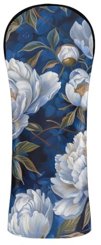 Set di coperture per mazze da golf vintage con fiori di peonia bianchi in pelle di alta qualità impermeabile con etichette numeriche per autista carrello da golf