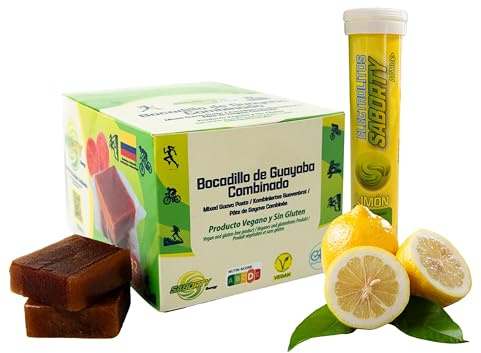 Saborty Pack Bocadillo de Guayaba + Electrolitos | Barritas Energéticas Naturales | Energía + Sales Minerales | Ciclismo, Running y Trail (Guayaba Combinado + Limón)