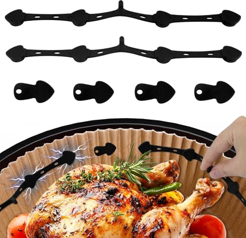 Imanes Air Fryer para Papel, 6 Piezas Imanes Freidora de Aire Resistentes al Calor, Imanes para Sujetar Papel Freidora de Aire para Prevenir el Papel Cubra Alimentos, Accesorios Freidora Aire (Negro)
