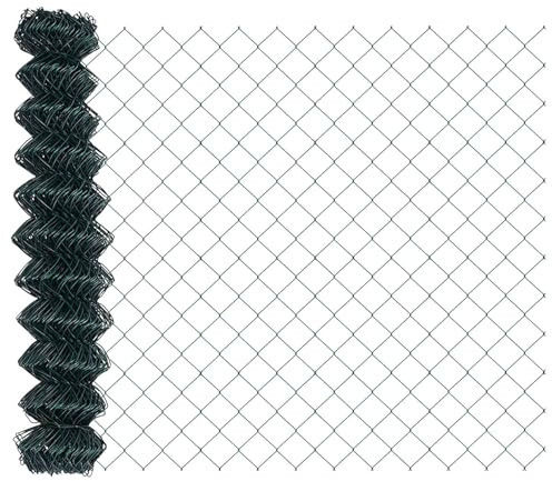 Chain Fence, Green, 25 x 1.2 m, Steel, Robust Garden Fence, Chain Link Fence for Outdoors, Weather Resistant, Easy Assembly, Property Security
