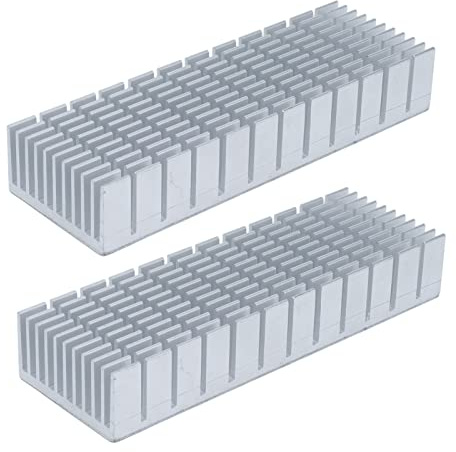 Keenso Lot de 2 dissipateurs thermiques efficaces en aluminium pour CPU et carte de circuit imprimé 120 x 40 x 20 mm pour cartes mères (avec dos autocollant)