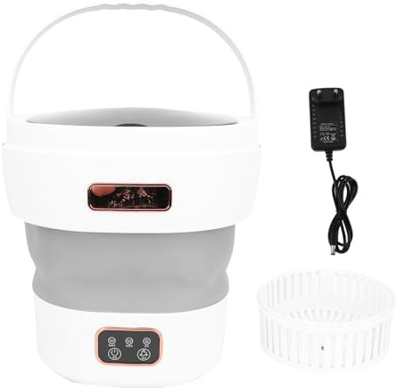 Acouto Lavatrice Portatile 12 Litri, Mini Lavatrice Pieghevole con Centrifuga Delicata e Drenaggio Automatico, Lavanderia Compatta per Appartamenti, Dormitori, Hotel, Viaggi e (Spina europea)