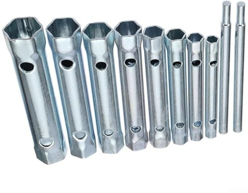 10-teiliges metrisches Rohrsteckschlüssel-Set, 6-22 mm, doppelseitiger Steckschlüssel für Autoreparatur und Sanitär, verzinkter Kohlenstoffstahl-Rohrschlüssel