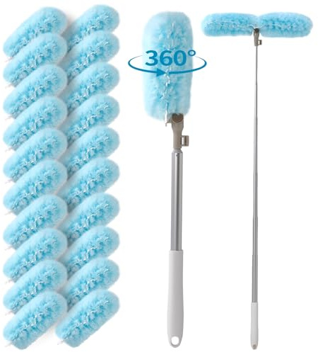 Staubwedel Teleskop Kompatibel mit Swiffer Staubmagnet Nachfüllpackung | Einweg Tücher für Spinnweben, Decke, Deckenlampen, Ventilator, Fenster, Hohen Schränke, Schwer Zugängliche Bereiche, 20 Stück