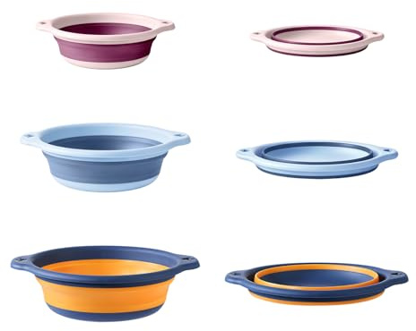 3Pcs Round Collapsible Washing Up Bowls,23/33/38cm Foldable Plastic Basin