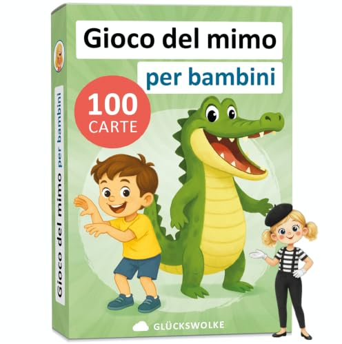 GLÜCKSWOLKE - Gioco del mimo per bambini I 100 carte divertenti I Giochi bambini di 4, 5, 6, 7, 8, 9 anni | Regalo bambina e bambino I Giochi all’aperto e in casa I Giocattoli e Regali bimbo e bimba
