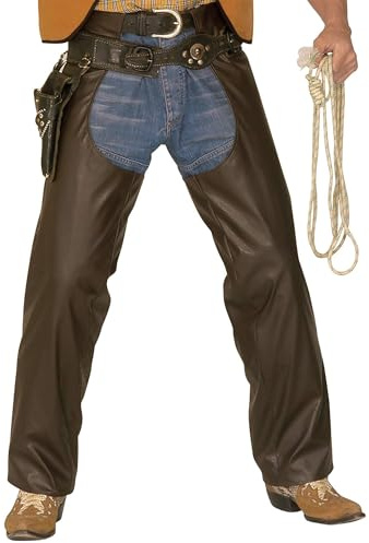 Cowboy Chaps brunt läderutseende tillbehör för vilda västern efterrätt fin klänning