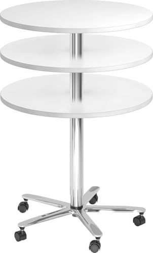 Säulentisch 80cm weiß/chrom