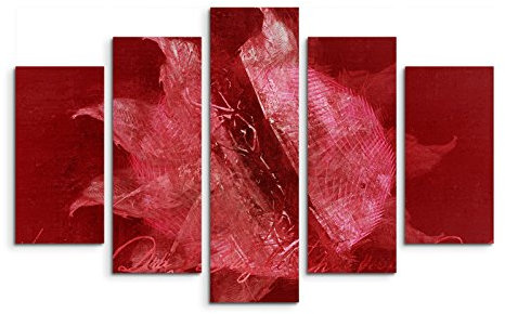 Paul Sinus Art 5 teiliges Wandbild auf Leinwand (Gesamt: H: 100cm B: 160cm) Keilrahmenbild Canvas Fotodruck Leinwandbild Leinwanddruck Kunstdruck Wandbild rot rosa Formen