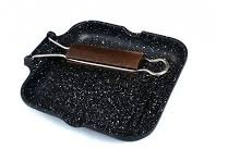 Bistecchiera con Manico Pieghevole con Rivestimento in Pietra Senza pfoa Made in Italy Alta qualita' (20X20cm)