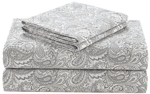 Comfort Spaces 100% Cotton Sheets King, Breathable, Naturally Cool Cotton Sheets, Soft Cotton Bed Sheets with 14 Elastic Pocket Fits up to 16 Mattress, All Seasons Sheet Set, Paisley Multi 4 Piece
