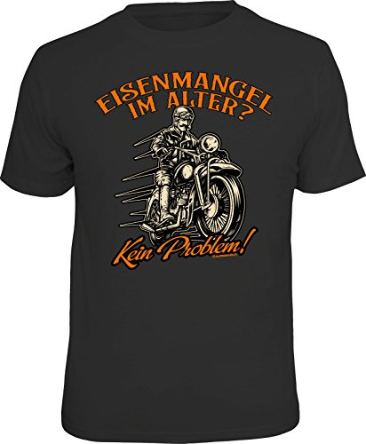 RAHMENLOS Original T-Shirt für den etwas älteren Biker: Eisenmangel? Kein Problem! XXXL, Nr.6264