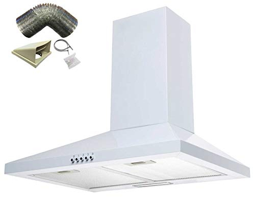 SIA CHL60WH 60cm White Chimney Cooker Hood Kitchen Extractor Fan And 3m Ducting