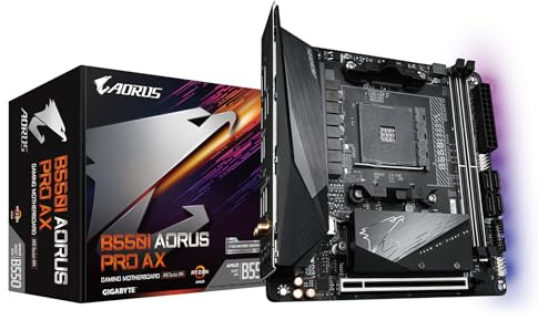 GIGABYTE B550I AORUS Pro AX (AM4 AMD/B550/Mini-Itx/Dual M.2/SATA 6Gb/s/USB 3.2 Gen 1/WiFi 6/2.5 GbE LAN/PCIe4.0/Realtek ALC1220-Vb/DisplayPort 1.4/2xHDMI 2.0B/RGB Fusion 2.0/DDR4/Gaming Carte mère)