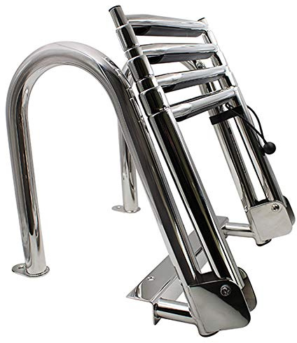 LXF Badeleiter Boot Poolleiter Edelstahl-Bootsleiter Innenborder 4-Stufen-Leiter, Klappbare Ponton-Bootsleiter Für Marine Yacht Swimming Pool Dock