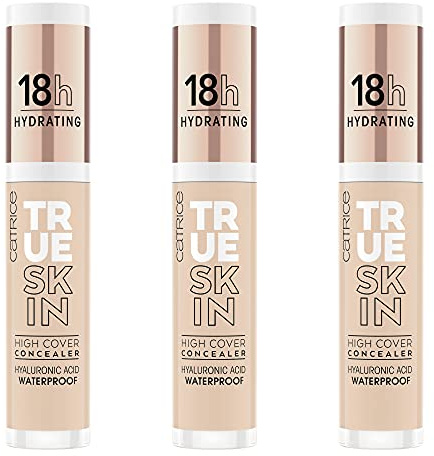 Catrice True Skin High Cover Concealer, Abdeckstift, Nr. 010 Cool Cashmere, nude, Anti-Pickel, langanhaltend, mattierend, matt, natürlich, vegan, ölfrei, wasserfest, 3er Pack (3 x 4,5ml)