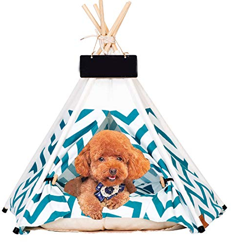 PJDDP Tipi Zelt Für Haustiere, Hause Und Zelt Für Hund Katzen Und Haustier,Abnehmbar Und Waschbar Mit Anwendbarem Kissen,Haustierbett Wegklappen Haustier Zelt Möbel Hundebett Katzenbett,B,60x70cm