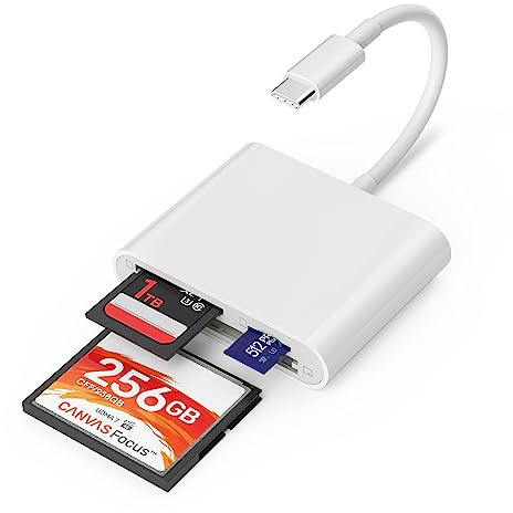 TIANSONG USB C SD Card Reader for iPhone 15/Mac/iPad, 3-Slot USB Type C to CF/SD/TF Card Adapter Supports Compact Flash/Micro SD Card Compatible with MacBook Pro/Air iMac M1 M2 Android Galaxy S22 S23