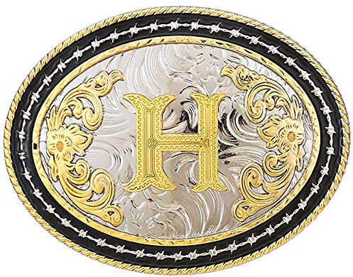 STARBRILLIANT Western-Gürtelschnalle Für Herren, Große Cowboy-Initialen-Gürtelschnalle, CowB0y Rodeo-Gürtelschnalle, Gold Mit Buchstaben A-Z