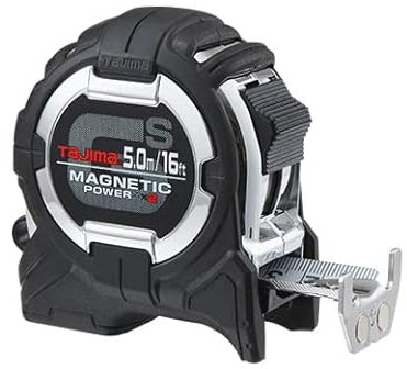 TAJIMA GS-Lock GS-SC16/5MBW - Metro a nastro con clip compatibile e doppia potenza magnetica, 5 m x 2,5 cm
