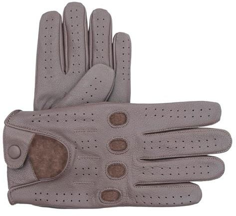 Leatherick Autofahrer Handschuhe Herren – Weiche, Perforierte Fahrhandschuhe mit atmenden Fingerknöchel Löchern, ideal für Outdoor und Reisen