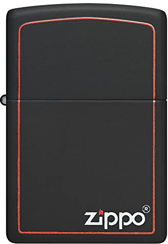 Zippo Sturmfeuerzeug - Classic Black & Red - Black Matte, Color Image - Nachfüllbar - Wiederverwendbar - Windfestes Design - Geschenkbox - Made in USA