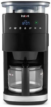 Cafetera Instant® Grind & Brew, 24 Horas Programable, 12 Tazas, Molinillo de Granos Ajustable Incorporado, Filtro Reutilizable, Pantalla Digital, Filtro de Agua, Jarra de Vidrio, Mantener Caliente