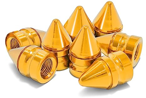 CGEAMDY Ventilkappen Auto, Reifenventilkappen, Ventilkappen Aluminium mit Gummiring Dichtung, für PKW-Reifen, SUV, Motorrad, LKW, Fahrrad, gegen Verschmutzung (Gold)