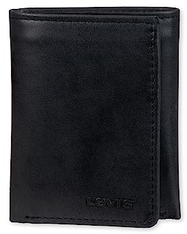 Levi's Herren-Brieftasche, Dreifach gefaltet, mit Ausweisfenster und Kreditkartenfach, Schwarz, Slim