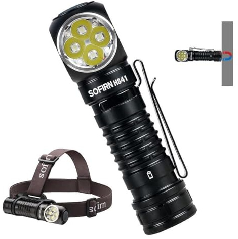 4000 Lumen Headlamp Rechargeable Head Lamp, Sofirn HS41 LED EDC Headlight with Magnetic Base, IP68 Water Resistance, High Lumens Super Bright Head Light for Camping Emergency(Battery Included)