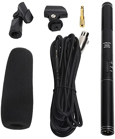 Kabelgebundenes Mikrofon, Hochempfindliches Handmikrofon mit 5 M XLR-Kabel, Aufnahmemikrofon für Interview-Lautsprecher, Verstärker, Mixer, Karaoke, Gesang (Schwarz 28cm)