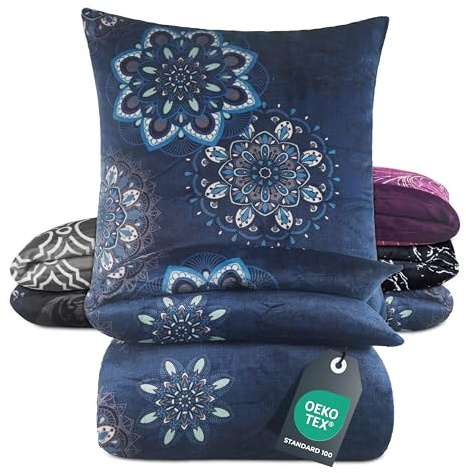 BaSaTex Winter Plüsch Bettwäsche Set, 155x220 cm, Mandala | Warm und Kuschelig, Öko_Tex Zertifiziert, Reißverschluss, Flauschig Anschmiegsam, Feuchtigkeitsregulierend