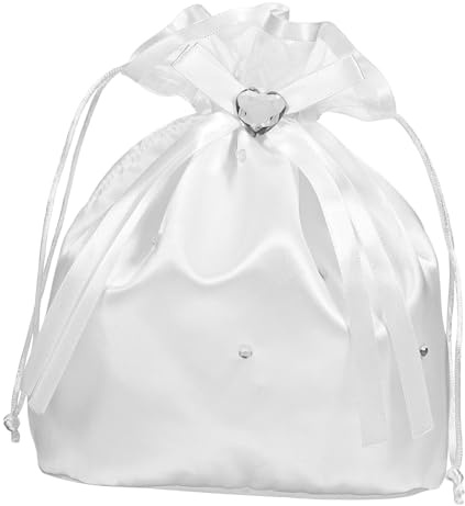IWOWHERO Paquet Blanc Mariage en Satin Orné de Paillettes pour Demoiselle D'honneur, Paquet à Main de Mariée Élégant pour Cérémonie de Mariage