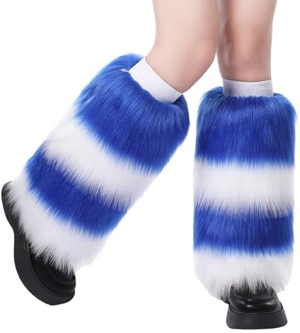 Beinwärmer Damen Mädchen Beinstulpen Kunstfell Stiefelstulpen Weiche Warme Strümpfe Beinlinge Plüsch Stiefelsocken Winter Kältschutz Stulpen Socken Halloween Weihnachten Mottoparty Kostümzubehör