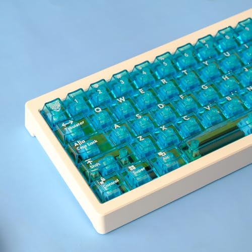 114 Keys Clear Keycaps Cherry Profile Blue Transparent Keycaps Set Fit for Cherry Mx Switches Mechanical Keyboard | Fit for 60% 65% 75% Cherry Mx Switches Mechanical Keyboard