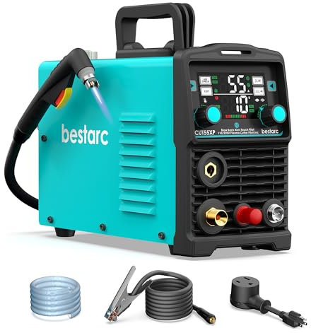 bestarc Plasma Cutter, 55Amp Blow Back Pilot Arc with [Air Sensor Technology], 110V/220V Dual Voltage Non-HF Plasma Cutting Machine, Digital Screen Display (CUT55XP 110V/220V)