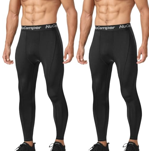 NuCamper Kompressionsbyxor För Män, Atletisk Tights, Herr Löparbyxor Långa, Cool Baslager, Snabbtorkande, Tajta Andas, Funktionella Byxor, För Träning Löpning Fitness Gym Basket Sport Fotboll