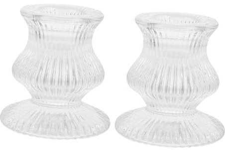 Alipis Robuste Kerzenhalter Aus Glas 2er-Set Vintage-Stil Ideal Für Hochzeiten Partys Und Weihnachtsdekorationen