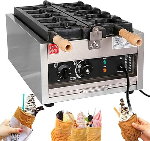 Dfdieratve MáQuina para Hacer Gofres con Forma de Pez Taiyaki, Mini Gofrera con Forma de Pez, MáQuina para Hacer Gofres de Acero Inoxidable Antiadherente para CafeteríAs, Tiendas De Aperitivos,Style1