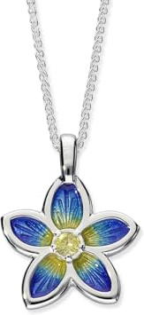 ORTAK 925 Sterling Silver Handmade Pendant Necklace | Hot Glass Hand Enamel In Pansy Colourways | Cubic Zirconia Gemstone | High Polished | Scottish Fine Jewellery | Made In Scotland