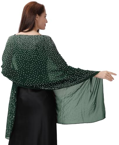 Ladiery Schal und Wraps für Abendkleider, Weicher Schiere Chiffon Funkelnden Strass Hochzeitschal formelle Schal Wraps für Frauen