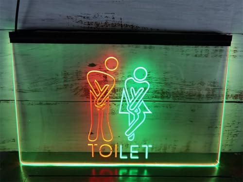 Insegna Al Neon Divertente For Toilette, Insegna A LED For Ingresso Toilette Maschile E Femminile, Luce Decorativa Da Parete For Toilette Con Dimmer, Adatta For Club, Bar, Ristoranti(C,40x30cm)