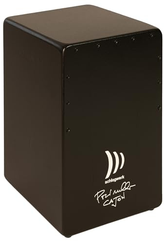 Schlagwerk CPP25 Editon Parrinello Cajon mit La Perù Technik - schwarz lackiert mit Struktur Oberfläche - stufenlos einstellbare Snare - Percussion Musik-Instrument by Giovanni Parrinello