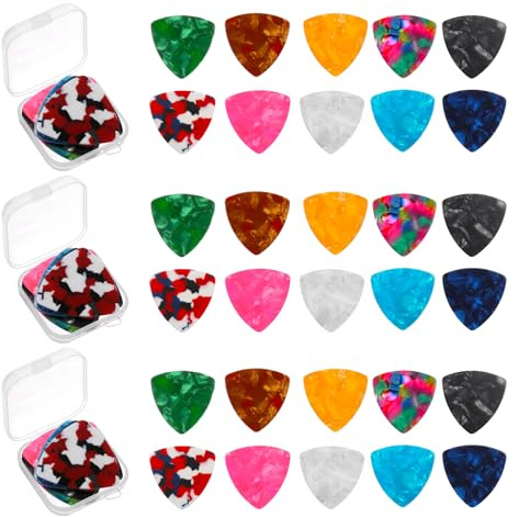 30 Stück Bass Plektrum e Gitarre, Plektren Gitarre, Mehrfarben Zelluloid Gitarren Plektrums für Ukulele Akustikgitarre, Celluloid Guitar Picks, 0.46/0.71/0.96mm