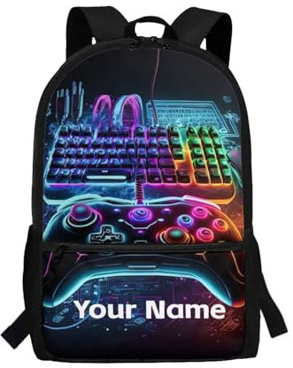NETILGEN Children Backpack for Toddler Girls Boys 3 4 5 yrs Old Custom Personality Add Your Name on Game Bookbag Preschool Rucksack Travel Airplane Adventure Bag