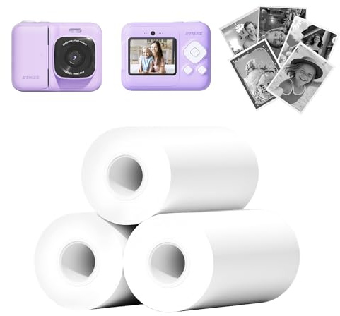 ETIKEZ Lot de 3 rouleaux de papier photo à impression instantanée pour enfants, lot de recharge pour appareil photo tout-petit, compatible avec ETIKEZ Funshot 20, papier d'impression thermique pour