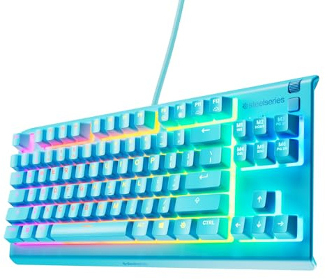 SteelSeries Apex 3 TKL Aqua RGB Gaming-Tastatur – Kompakter Tenkeyless-Formfaktor – 8-Zonen-RGB-Beleuchtung – Wasser- und Staubresistenz – Flüsterleise Gaming-Switches - DE Layout QWERTZ