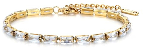 Joo&Rind Gold Armband Damen Edelstahl Tennis Armband Vergoldet 18K Wasserfest Zirkonia Armbänder Schmuck Geschenk für Frauen