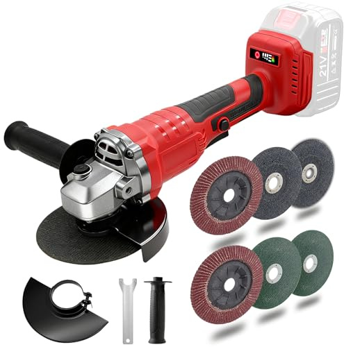Smerigliatrice Angolare a Batteria, 125 MM Smerigliatrice a Batteria, Adatto per batterie Makita, 3 Velocità Regolabili, Motore Brushless, per Tagliare, Lucidare e Levigare